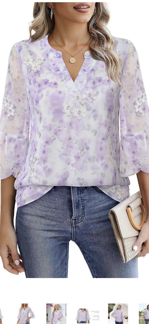 Lotusmile Womens XL Embroidered Floral Purple